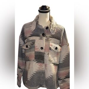 LA MIEL Gray and Pink Button Down Shirt
